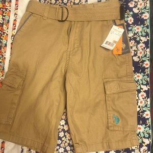Brand new size 12 polo cargo shorts khaki with belt